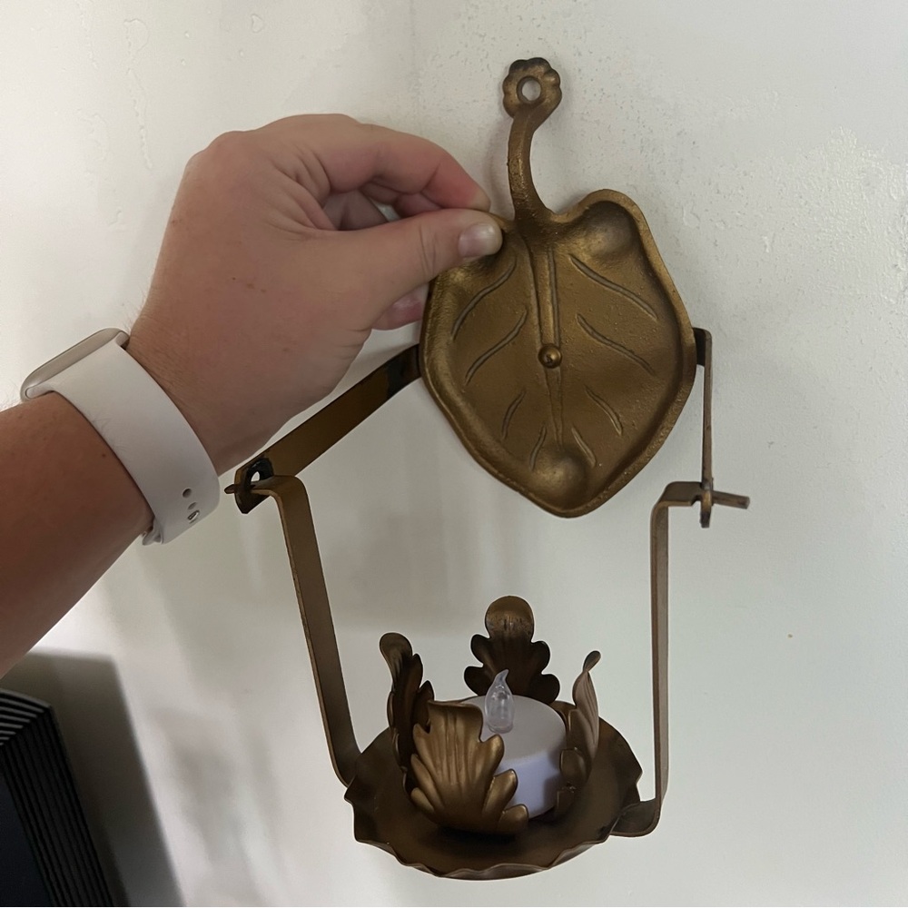 Heavy Vintage Cast Iron Wall Tealight Candle Holder Sconce